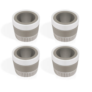 KitchenGet - Egg Cups Holder Set - Set of 4 breakfast Egg Cup Silicone And Ceramic Porcelain Holders
