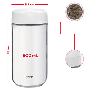 KitchenGet - Storage Jars Glass - 3 Set Jars with Lids - Clear Canister for Coffee Beans Snack Tea - Each Jar 800 ml.