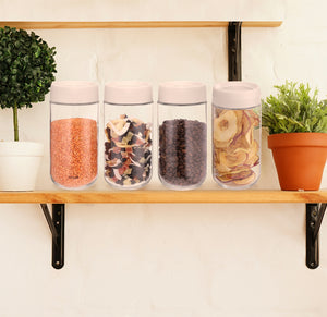 KitchenGet - Storage Jars Glass - 3 Set Jars with Lids - Clear Canister for Coffee Beans Snack Tea - Each Jar 800 ml.