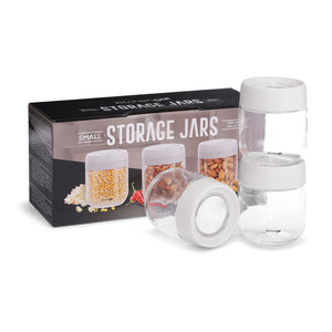 KitchenGet - Storage Glass Jars - 3 Pack Small Stackable Jars - Container for Snack Coffee Nuts, Each Jar 350 ml.